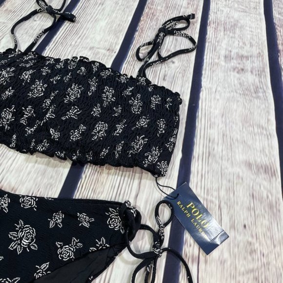POLO RL Black White Floral Stencil Bikini Set L - Picture 7 of 16